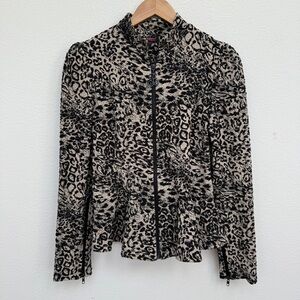 Betsey Johnson Peplum Animal Print Jacket Full Zip Size L